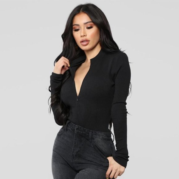 Long Sleeve Women Front or Back Zipper Bodysuit - Picture 7 of 7